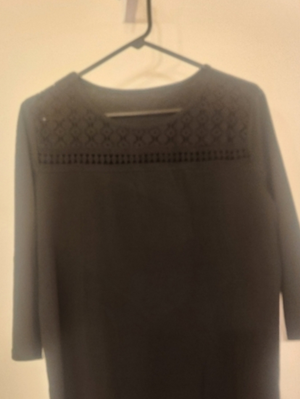 Black Cutout Detailed 3/4 Sleeve Top